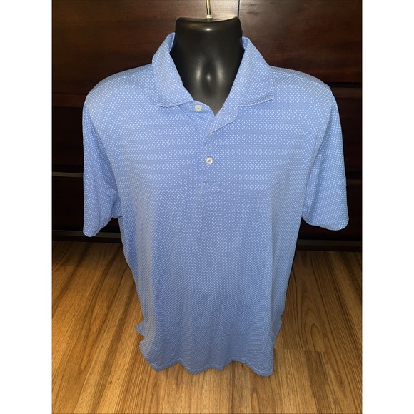 Draddy Sport Other - Draddy Sport Men's Polo Shirt Size Large Blue With White Dots Short Sleeve
